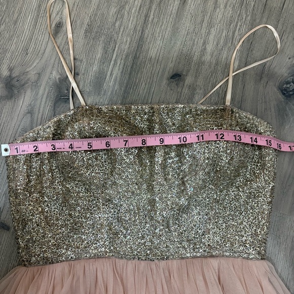 AIDAN MATTOX Sz 6 Blush Beaded Top Tulle Party Prom Pageant Dress Sparkle Short - Picture 10 of 16